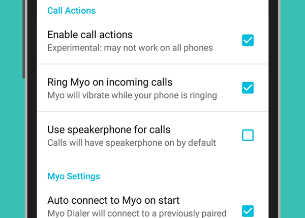 Assign up to four contacts to gestures in Myo Dialer.